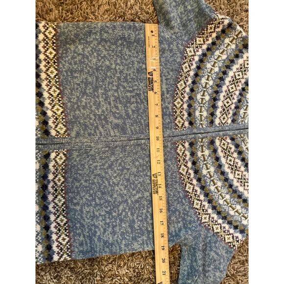 TIARA Full Zip Women Vintage Small Cardigan Sweater Blue Nordic Mock Neck - Picture 6 of 6